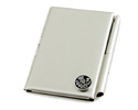 Pewter Badge on Notebook - 3 Dimensional Badge