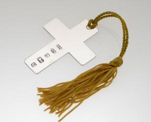 Silver Cross Bookmark with Tassle