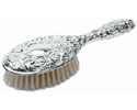 View Patterned Hallmarked Silver Ladies Hair Brush in detail