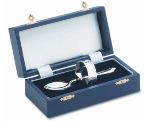 Hallmarked Silver Christening Spoon & Ring Cased